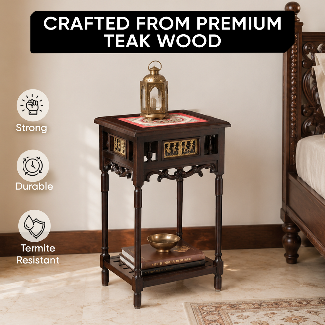Onyx End Table in Teakwood with Walnut Finish (15.5x15.5x30)