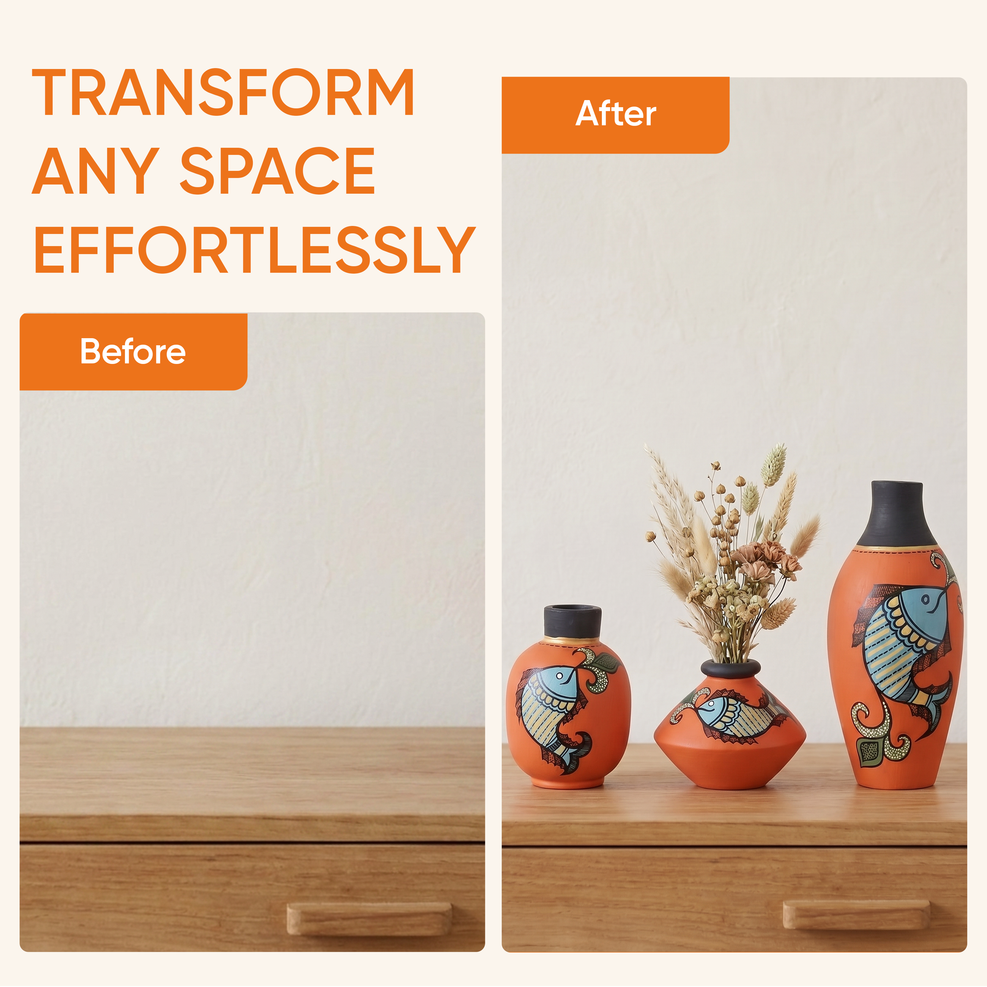 Happy Fishes Vases (So3) in Orange (2.5x5/2x3/2.5x2.5)