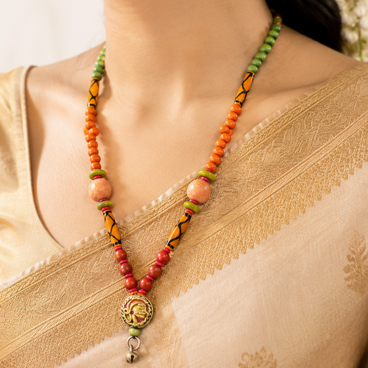 The Orange Queen Handcrafted Tribal Necklace