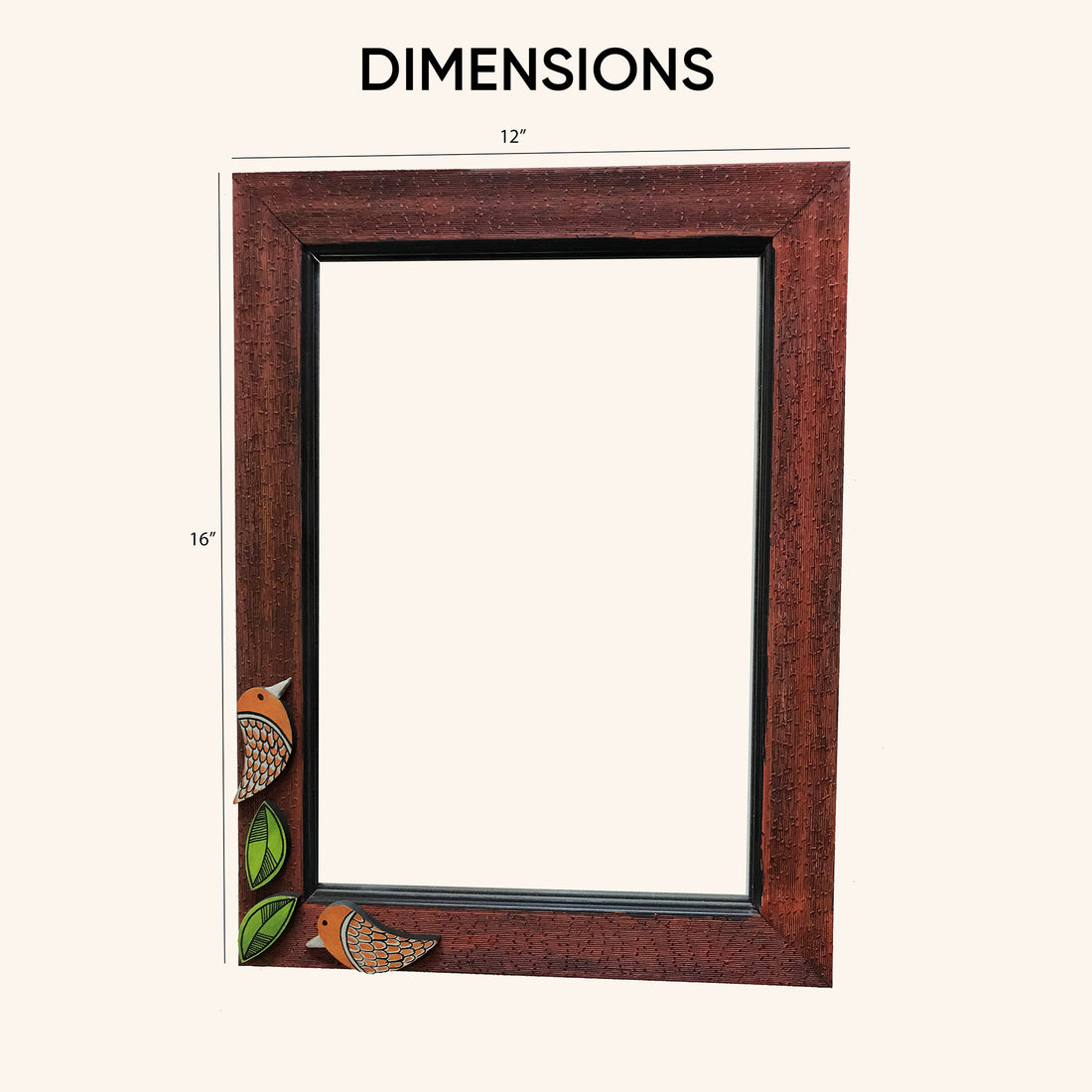 Mirror Handcrafted with Two Birds Tiles (12x16)