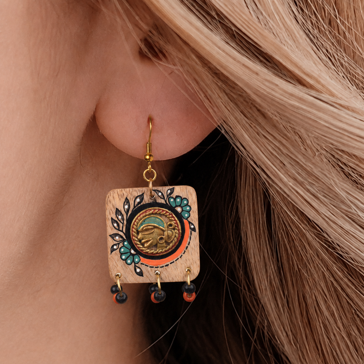 Butterfly-VIII' Handcrafted Tribal Wooden Earrings