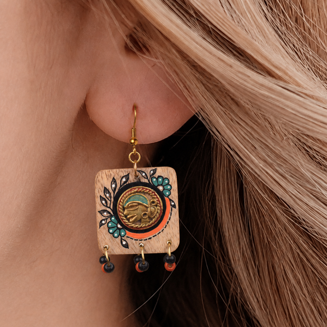 Butterfly-VIII' Handcrafted Tribal Wooden Earrings