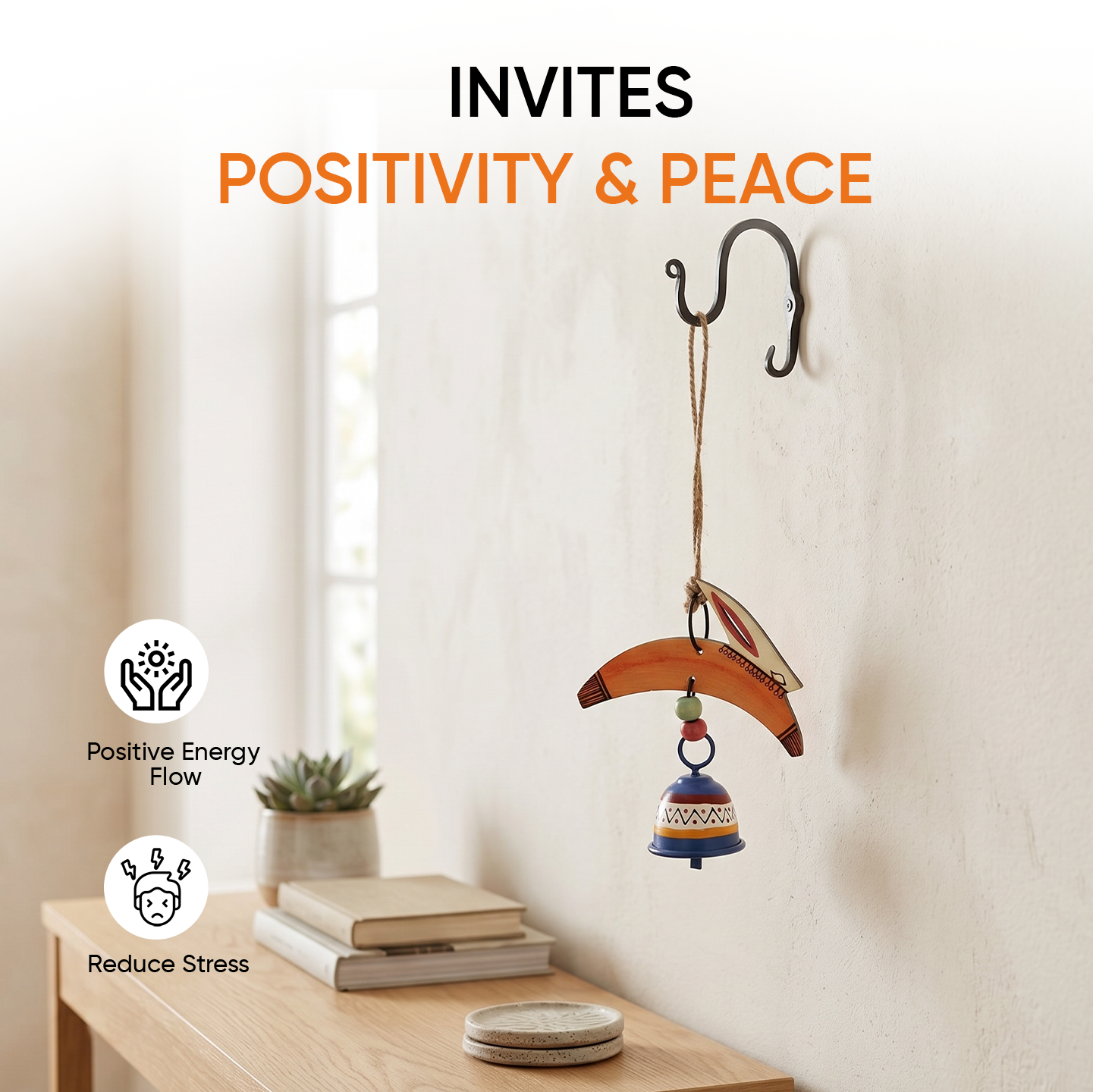 Rabbit Wind Chimes with Metal Bell for Outdoor Hanging and Home Decoration