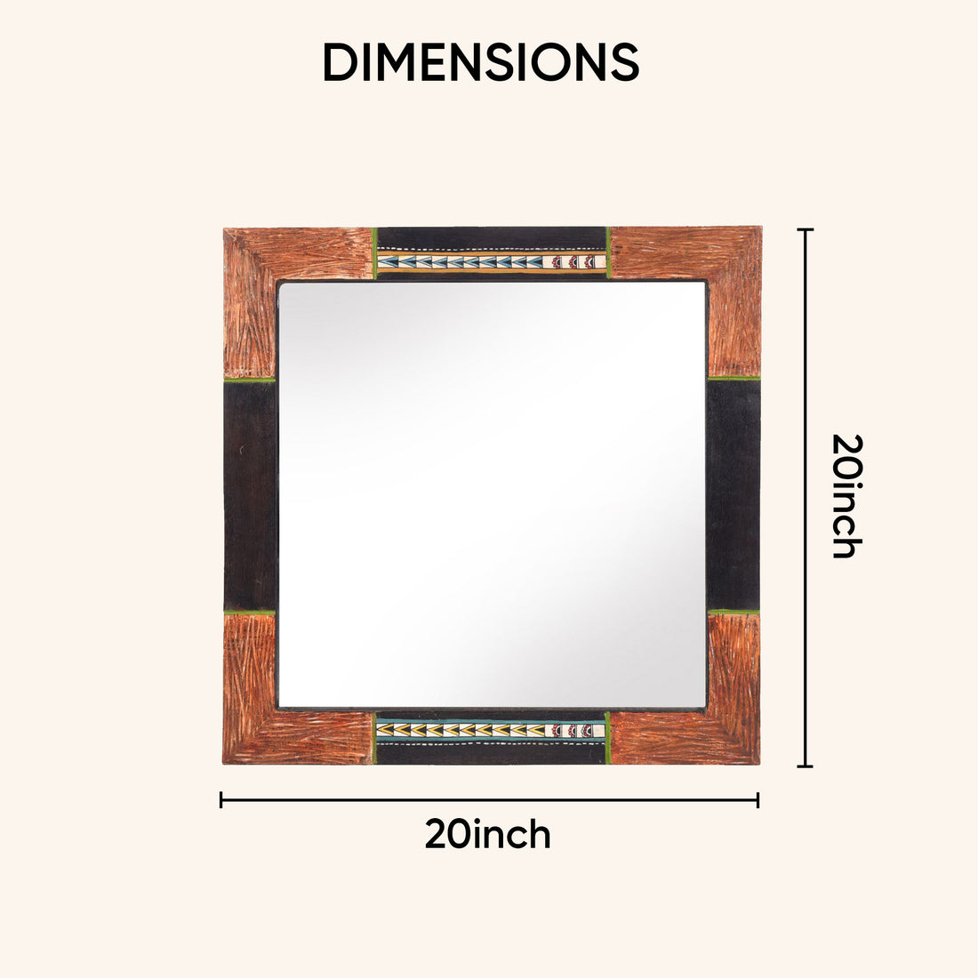 Warli Whispers Wooden Mirror