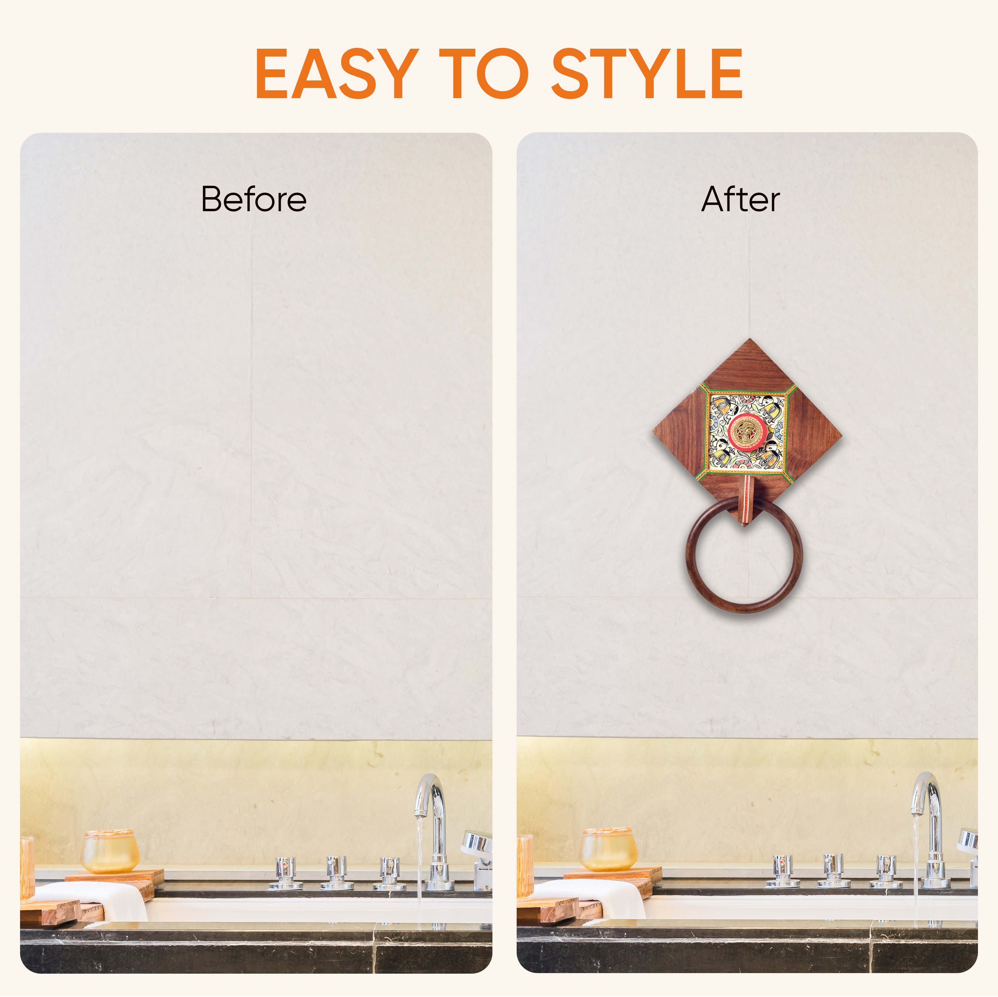 Dhokra Elegance Wooden Towel Hanger
