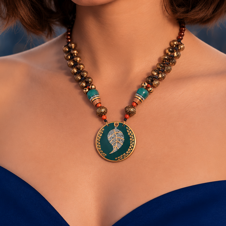Verdant Leaf Brass Necklace