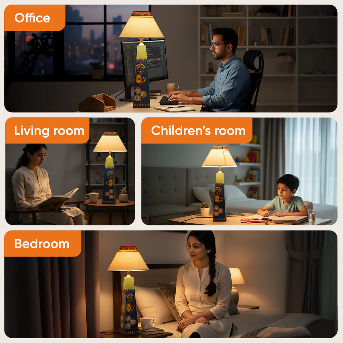 Madhubani Hand-Painted Table Lamp