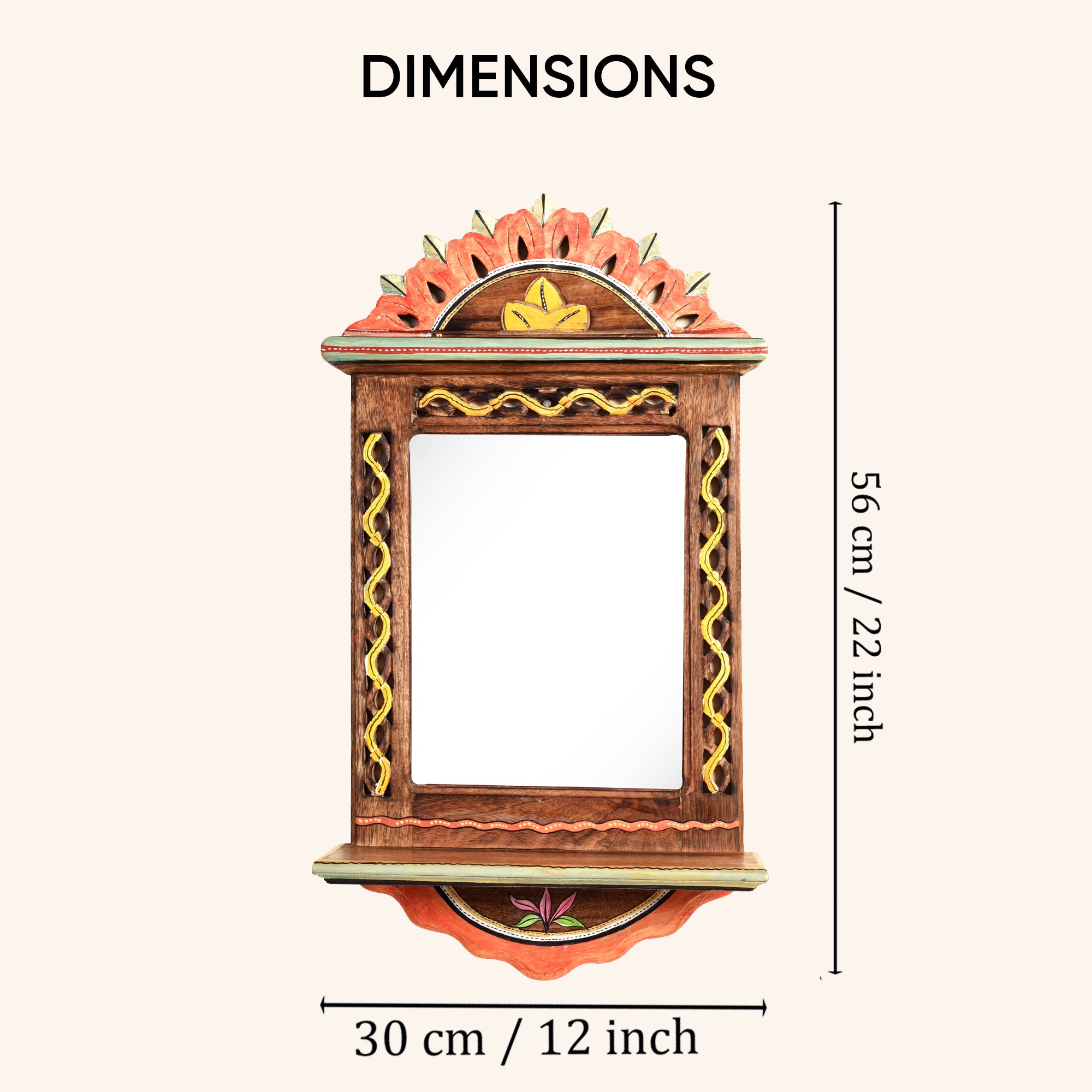 Apratim Mirror with handpainted carvings