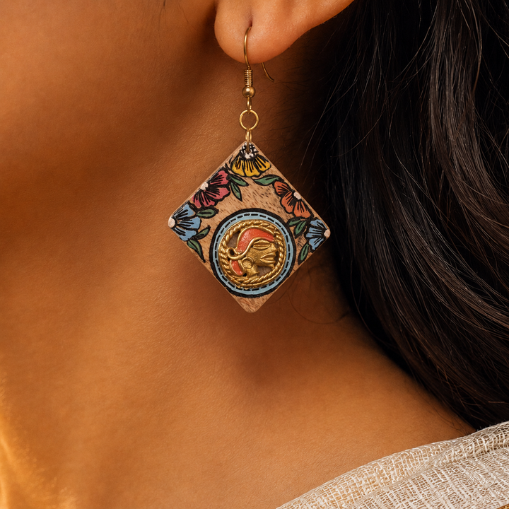 Butterfly-VII' Handcrafted Tribal Wooden Earrings
