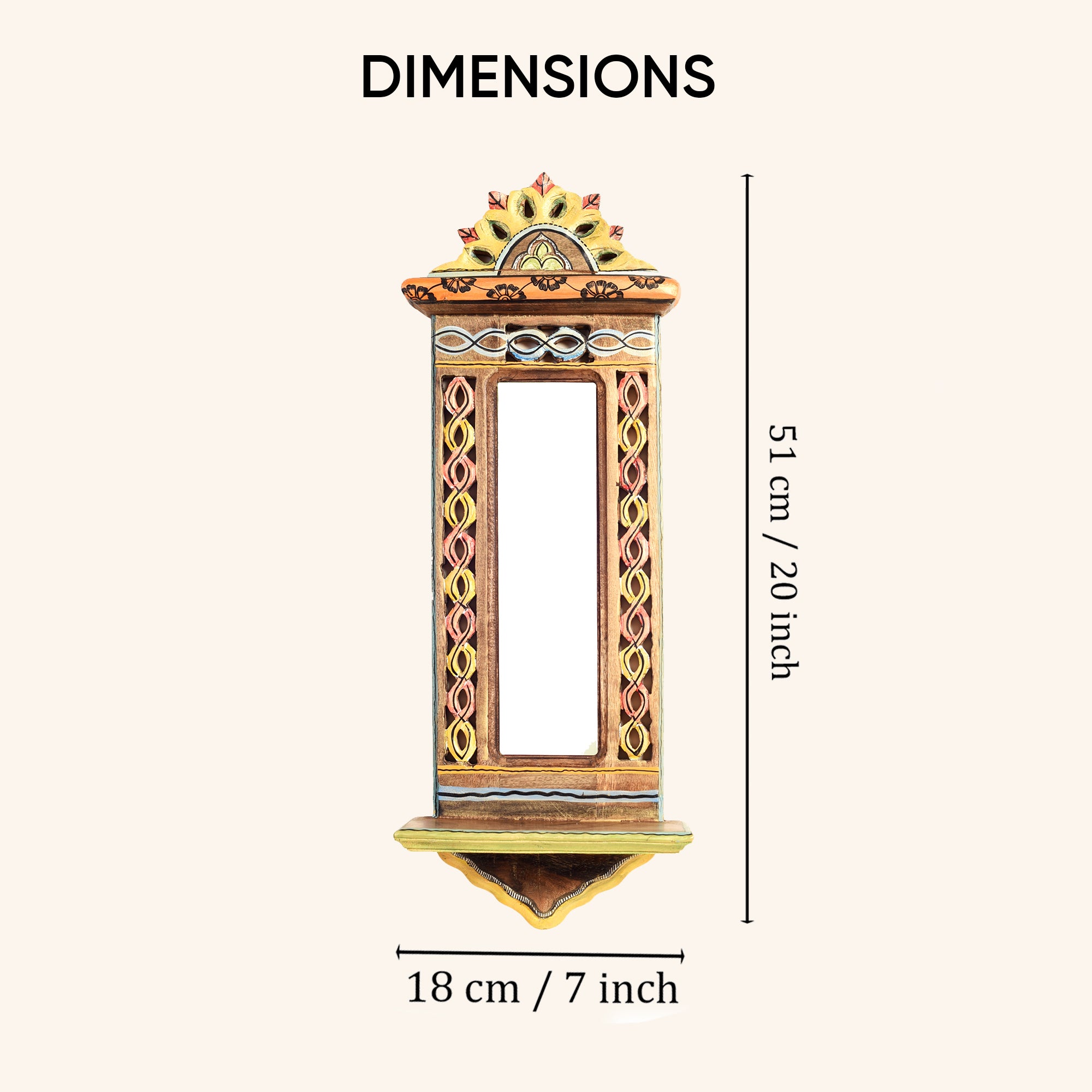 Apratim-I Mirror with handpainted carvings