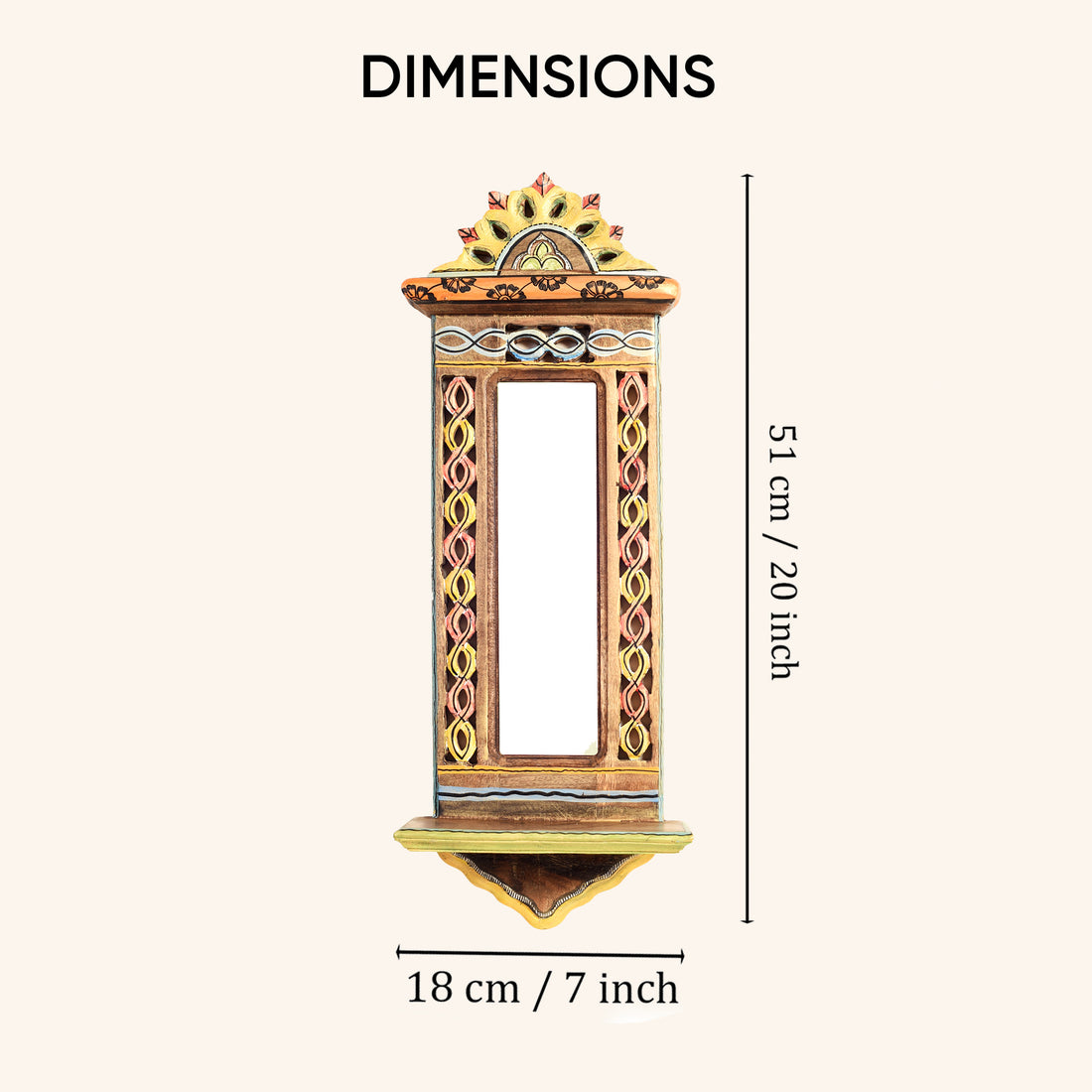 Apratim-I Mirror with handpainted carvings