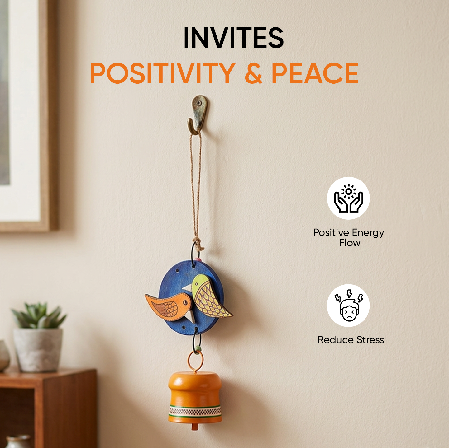 Windchime Wooden Bird Small (11x4)
