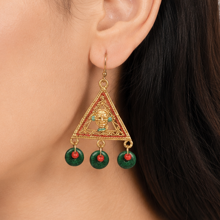 The Trinity Handcrafted Tribal Dhokra Earrings