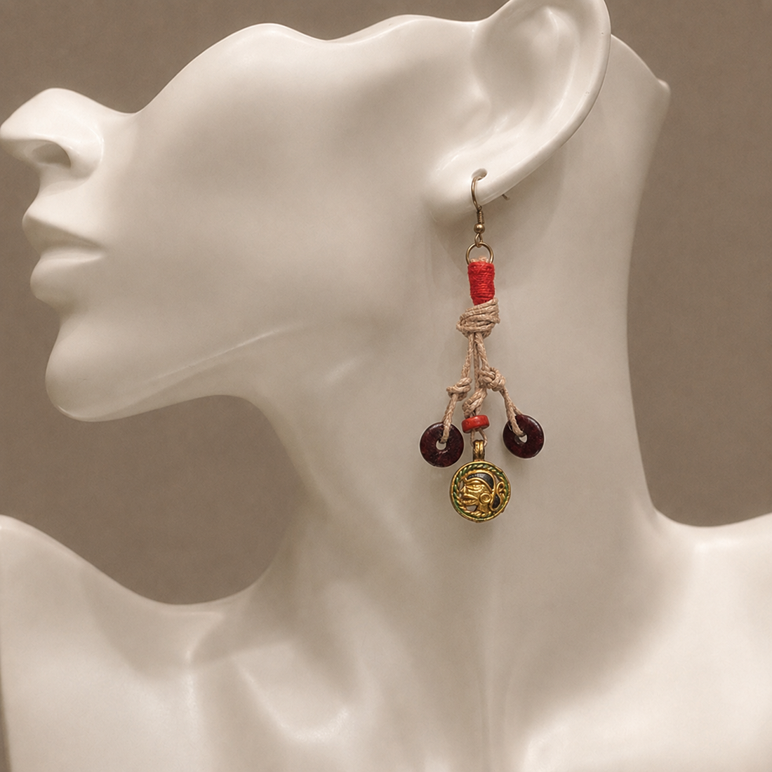 Boho Chic: Handcrafted Wooden Earrings with Brass