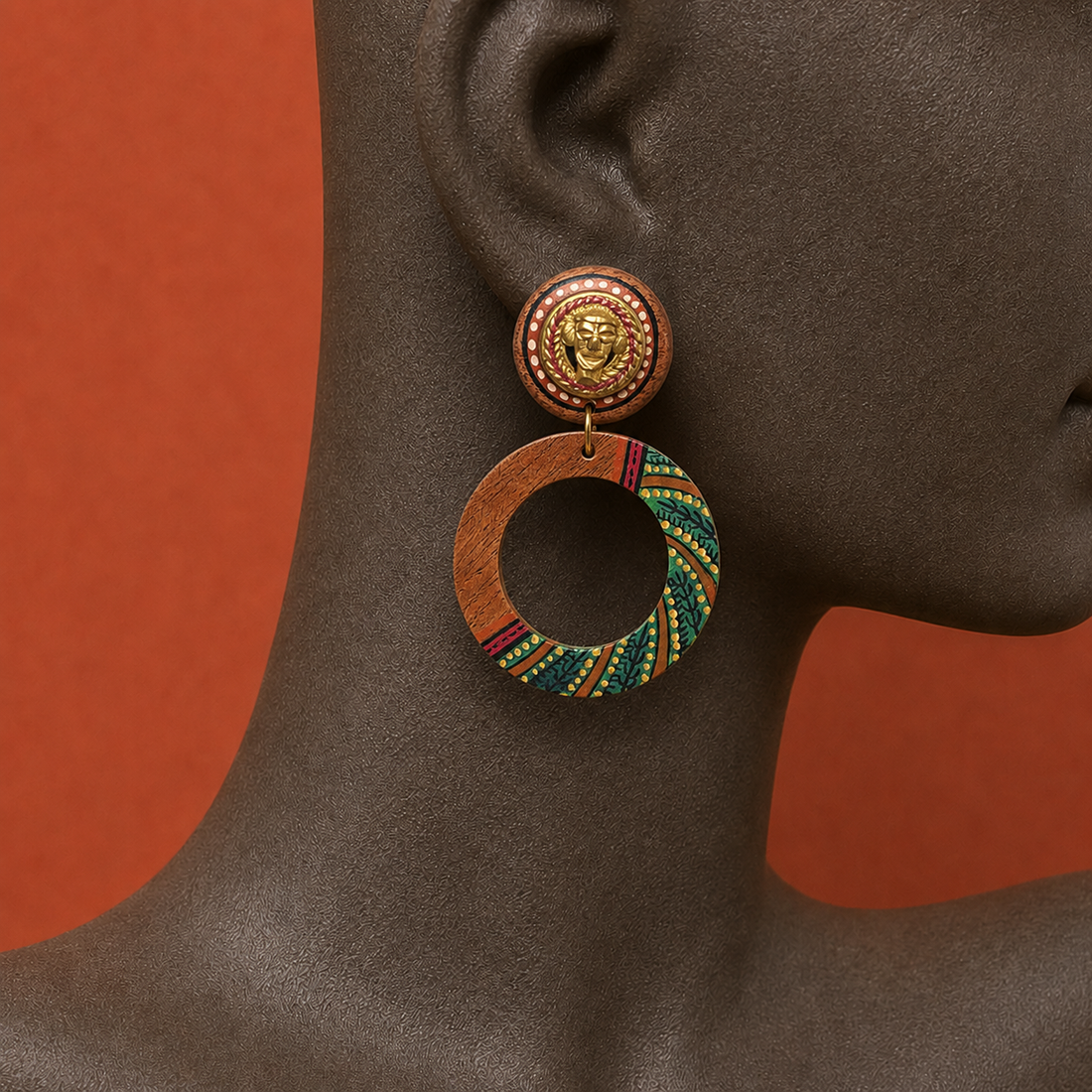 Life's Circle Handcrafted Earrings (Green)