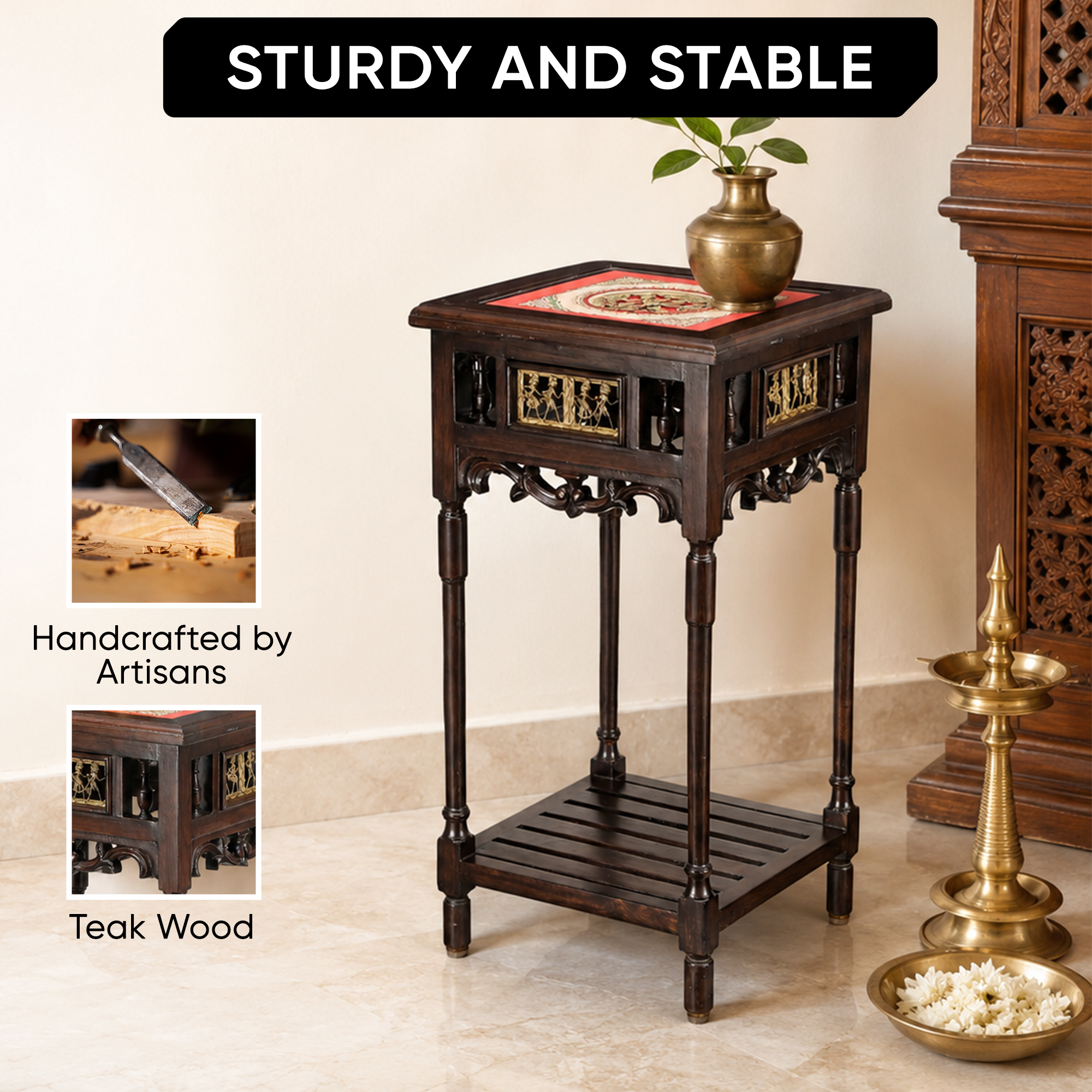 Onyx End Table in Teakwood with Walnut Finish (15.5x15.5x30)