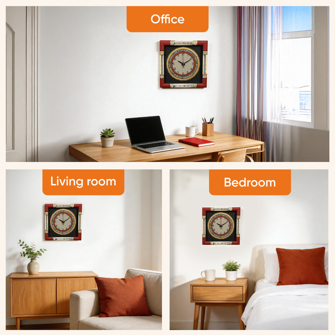 Wall Clock Handcrafted Warli Art White Dial with Glass Frame (10x10)