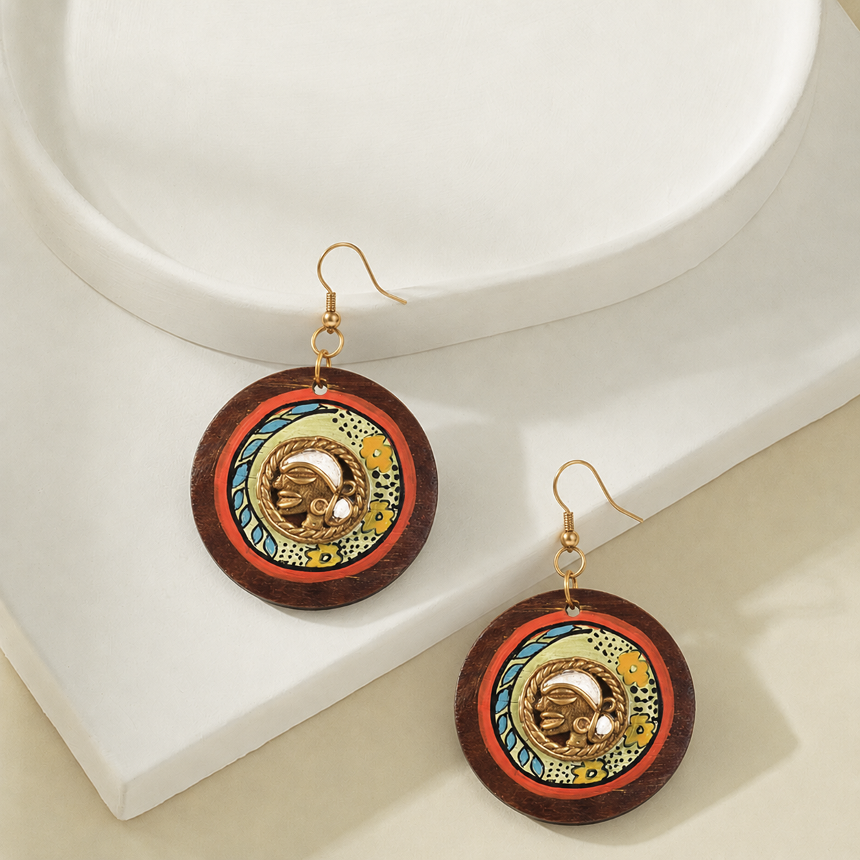 Princess-IV' Handcrafted Tribal Wooden Earrings