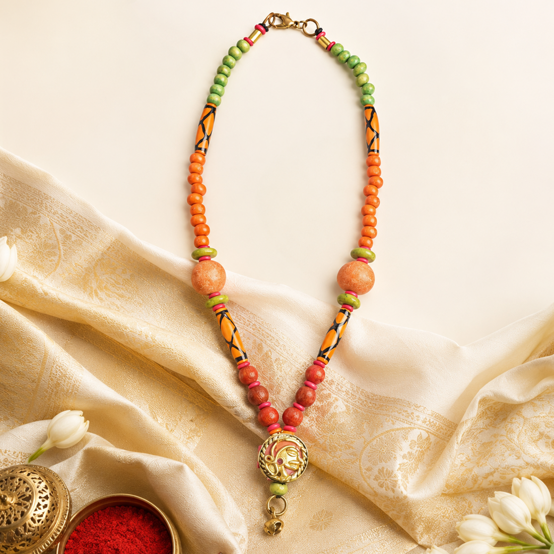 The Orange Queen Handcrafted Tribal Necklace