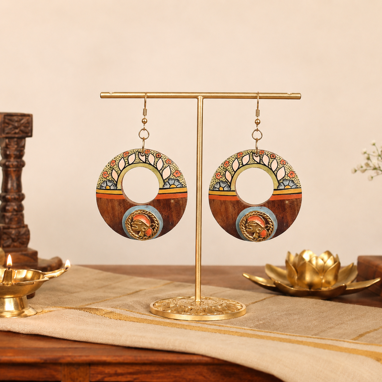Princess-II' Handcrafted Tribal Wooden Earrings