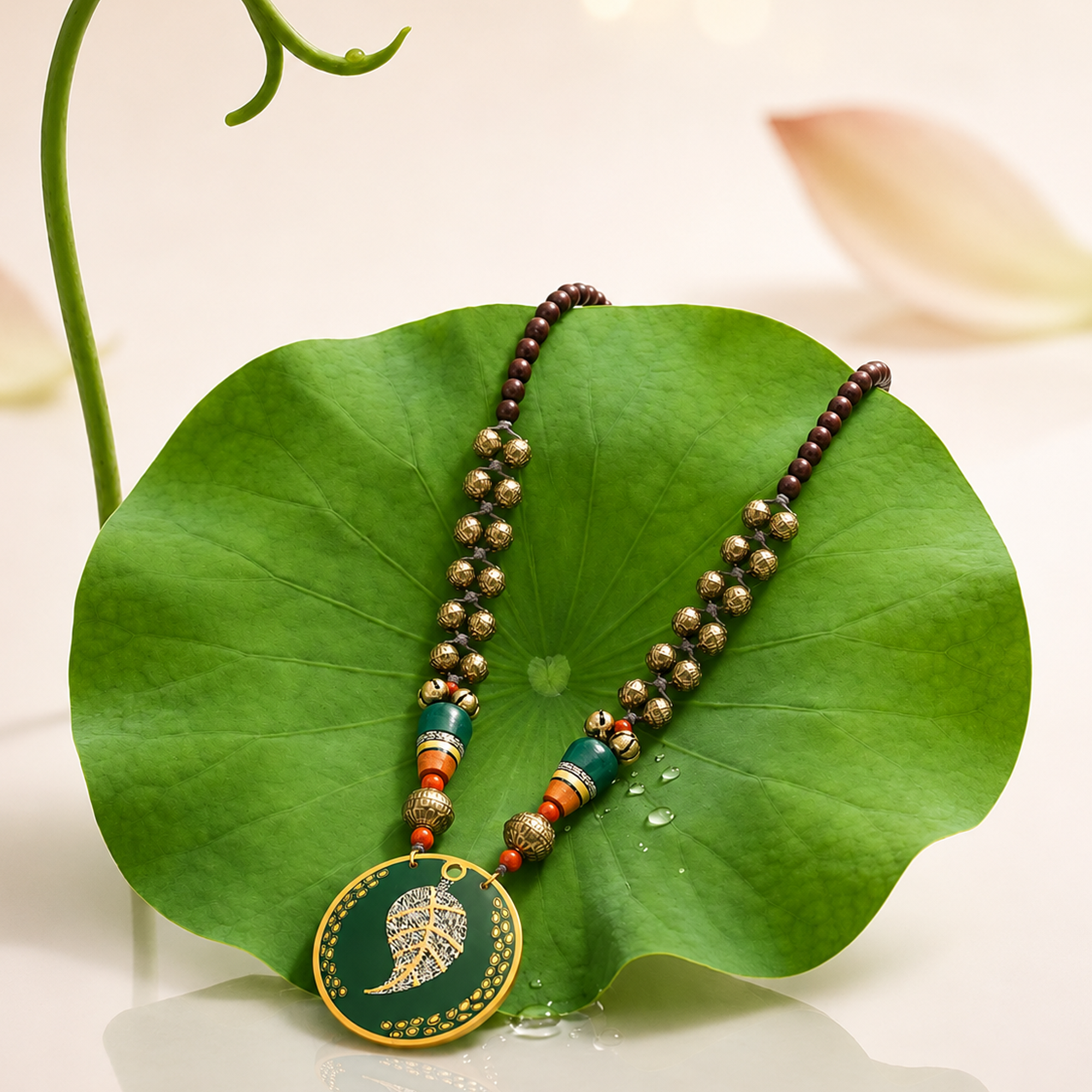 Verdant Leaf Brass Necklace