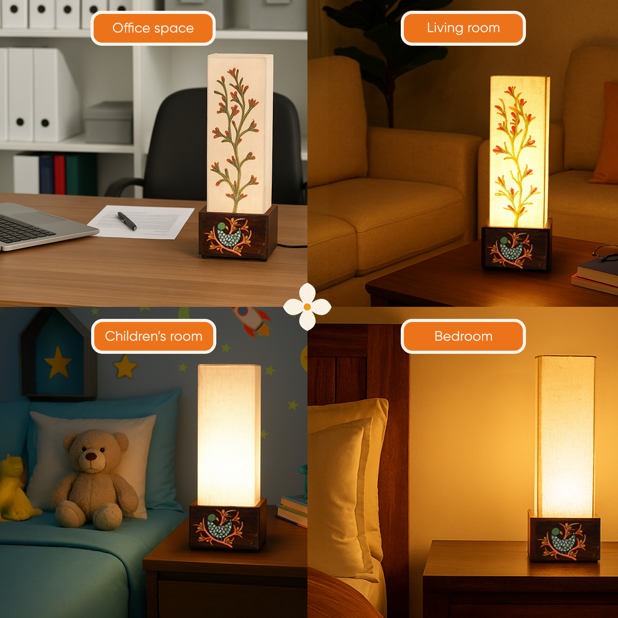 Birds in Tree Pillar Table Lamp