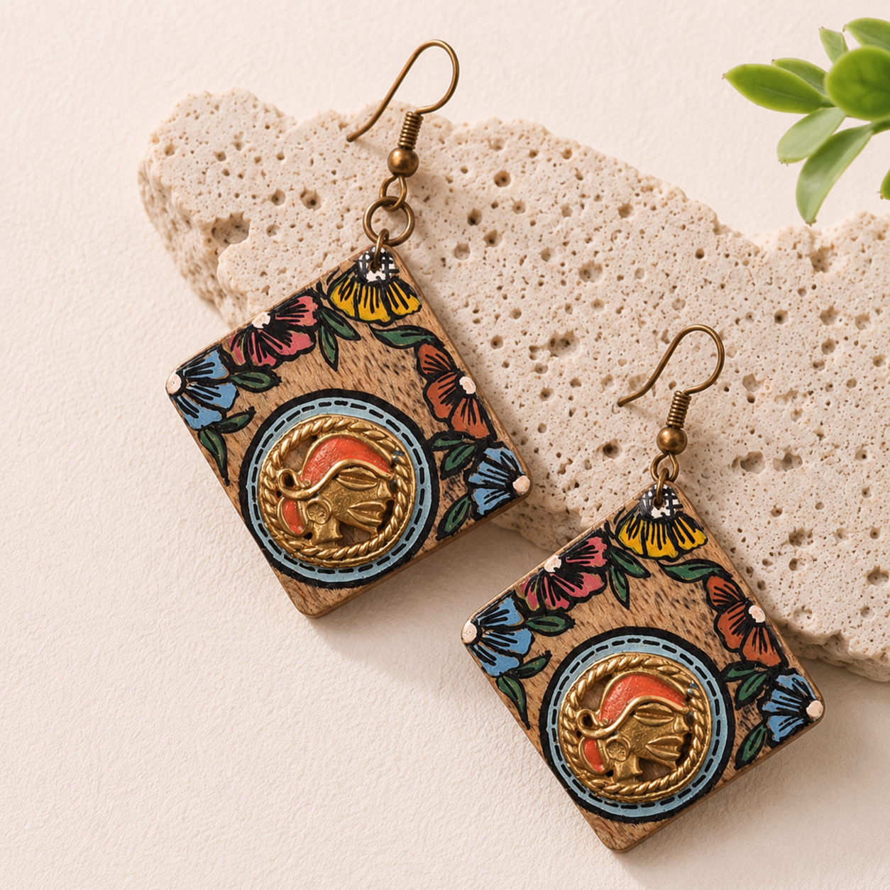 Butterfly-VII' Handcrafted Tribal Wooden Earrings
