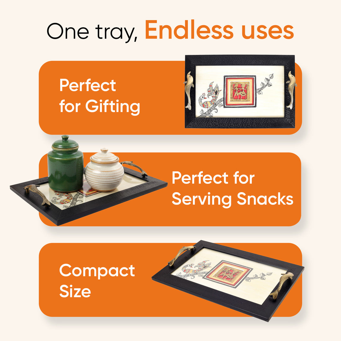 Cultural Fusion Hand-Painted Tray