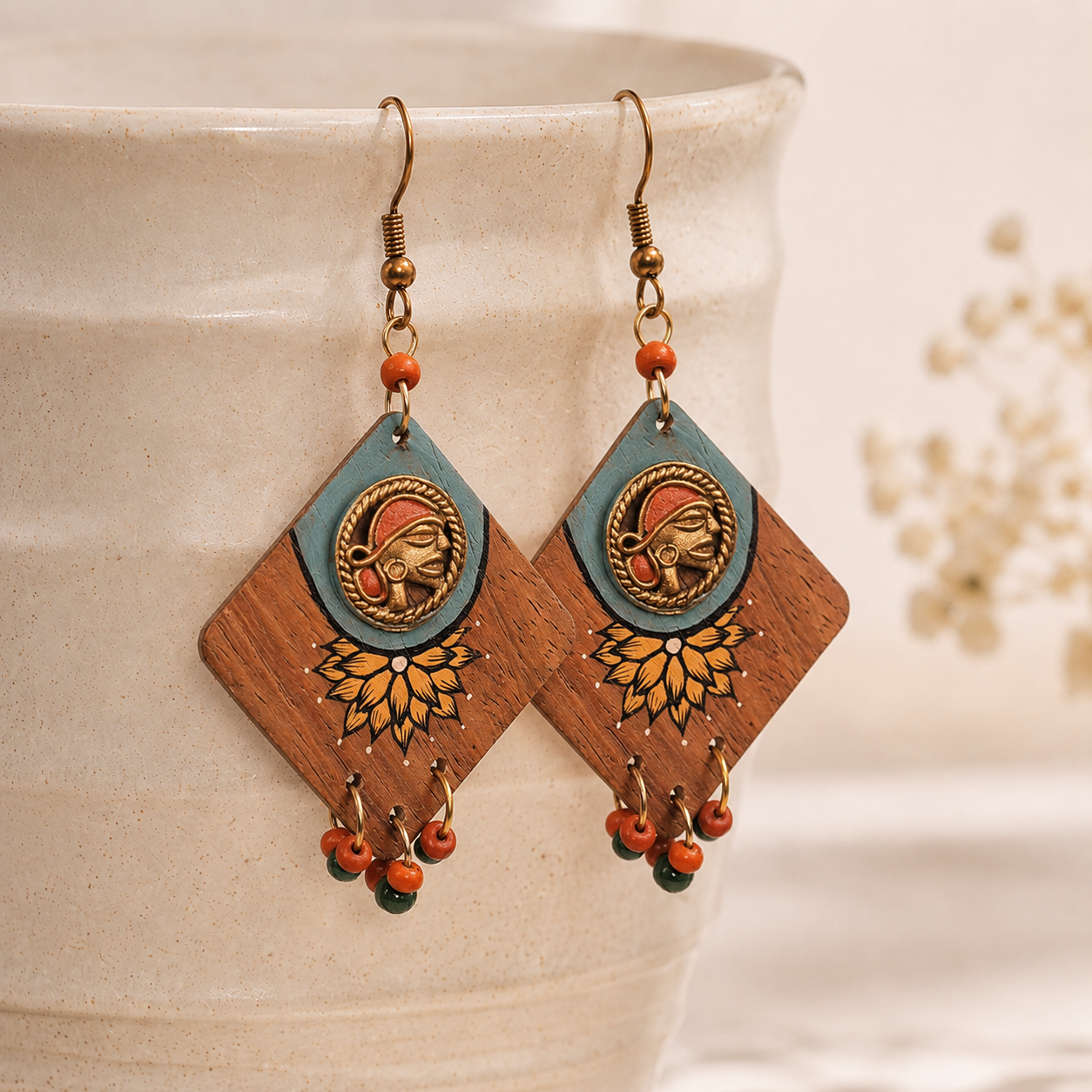Butterfly-IV' Handcrafted Tribal Wooden Earrings