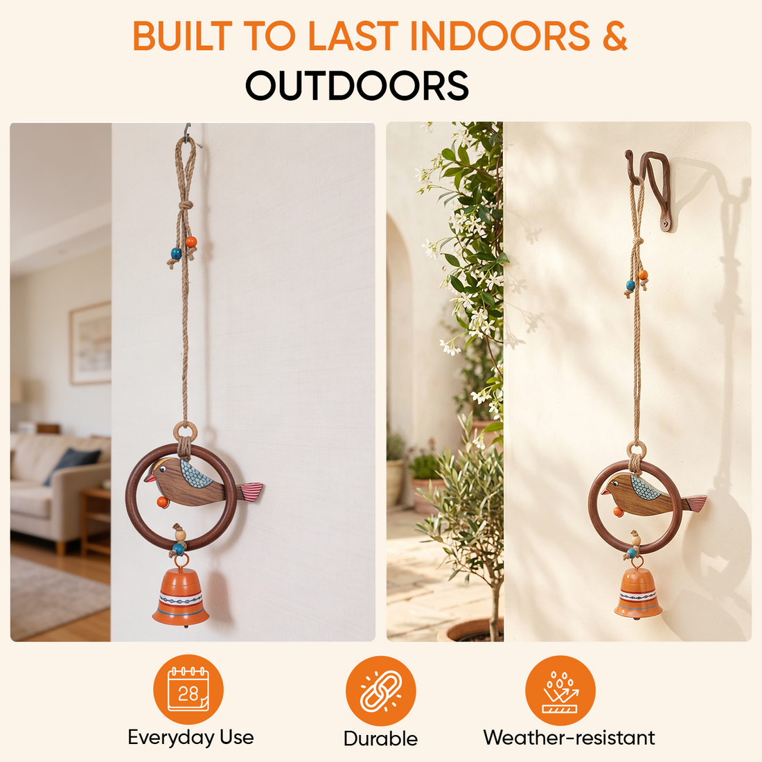 Nature'S Melody Wooden Bird Windchime (4.5x5x21)
