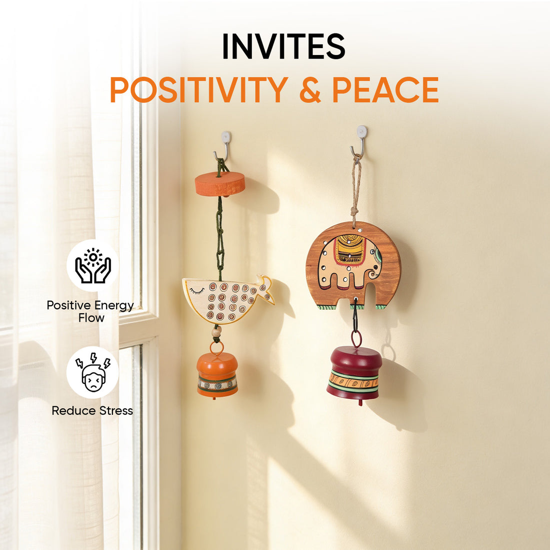 Fino Duo Handcrafted Wooden Hanging Bell
