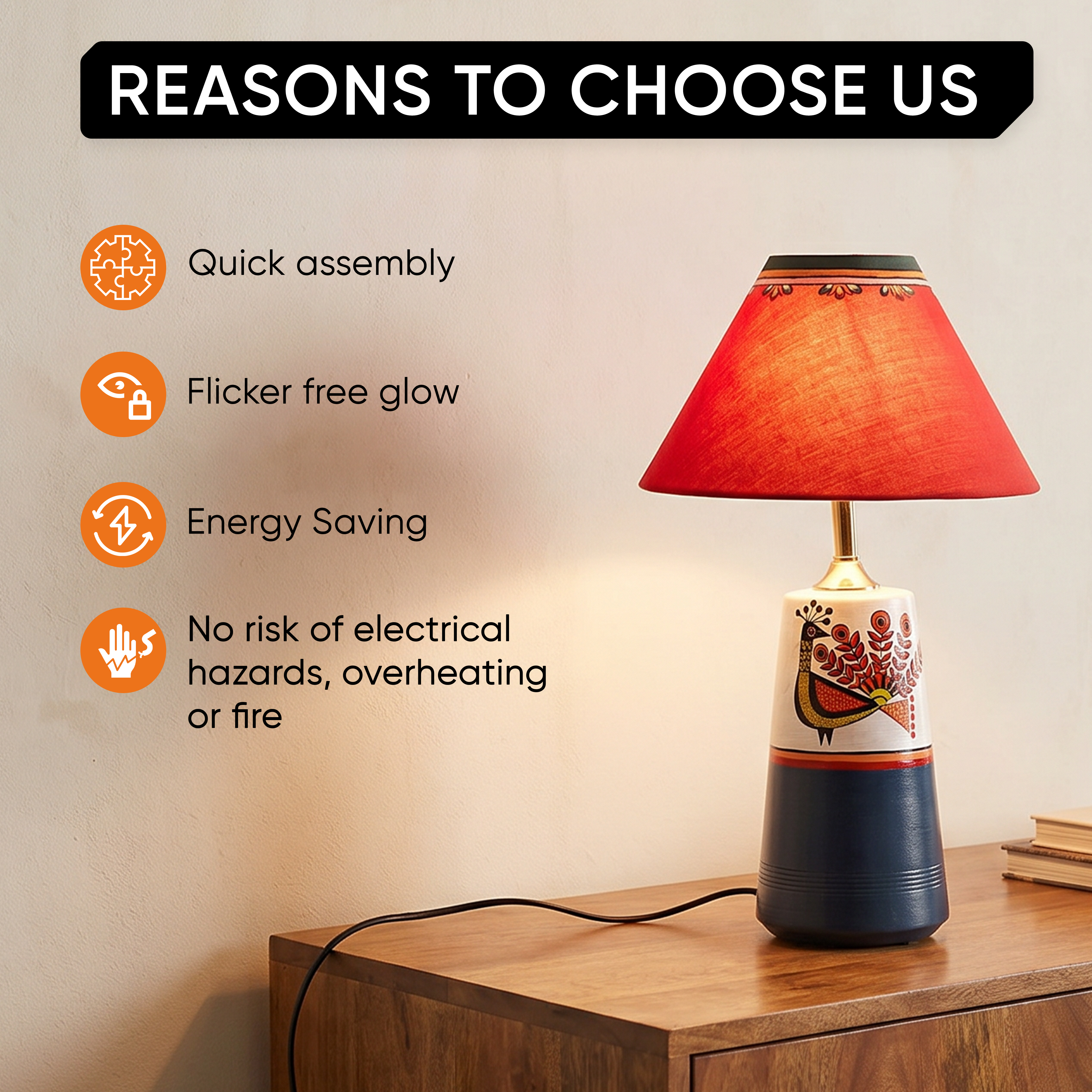 Dancing Peacock Pyramid Table Lamp