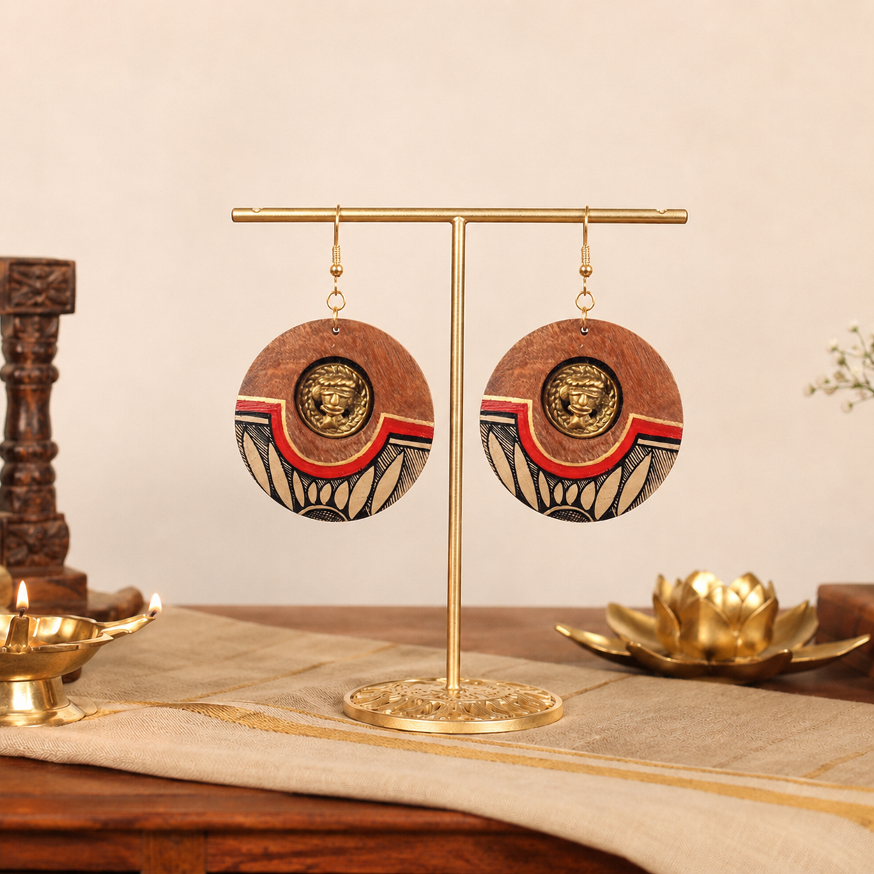 Princess-III' Handcrafted Tribal Wooden Earrings