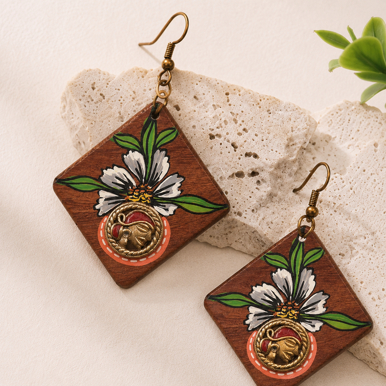 Butterfly-II' Handcrafted Tribal Wooden Earrings