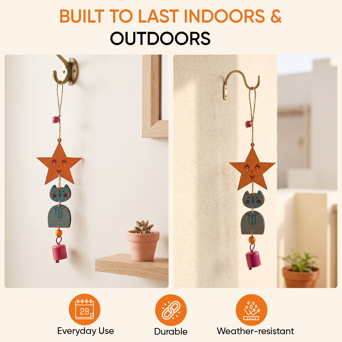 Turquoise Kitty Wind Chime (12x3)