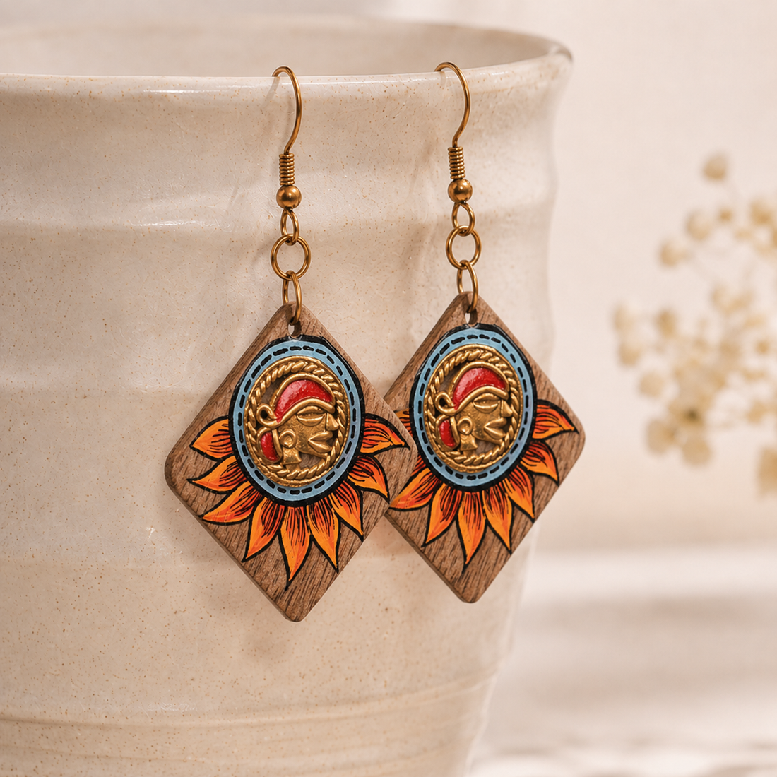 Butterfly-VI' Handcrafted Tribal Wooden Earrings