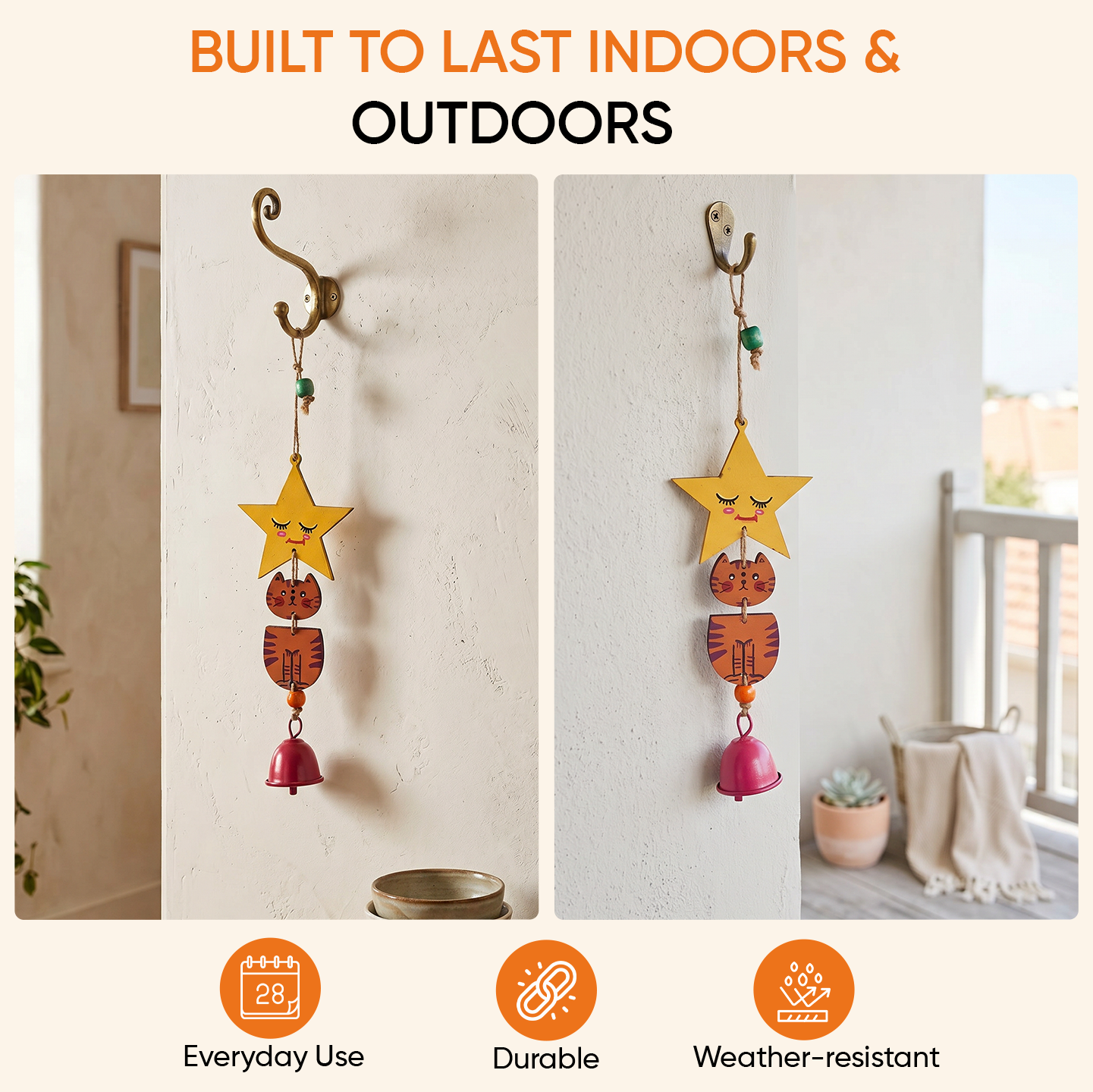 Orange Kitty Wind Chime (12x3)