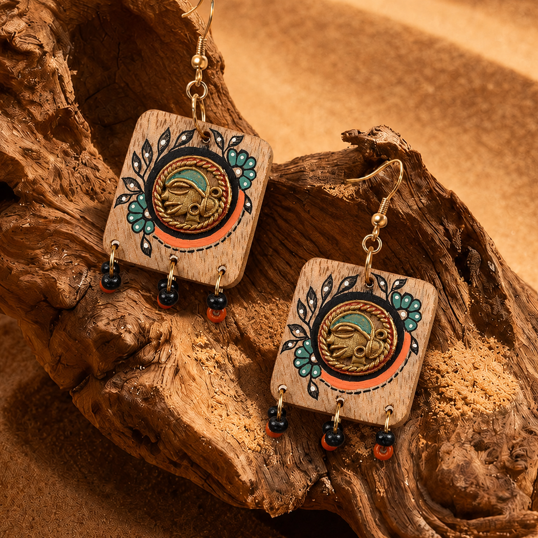 Butterfly-VIII' Handcrafted Tribal Wooden Earrings