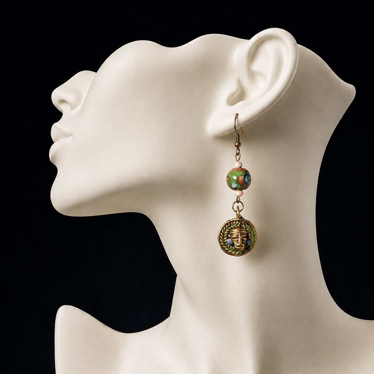 Bohemian Brass Strokes Ethnic Earrings
