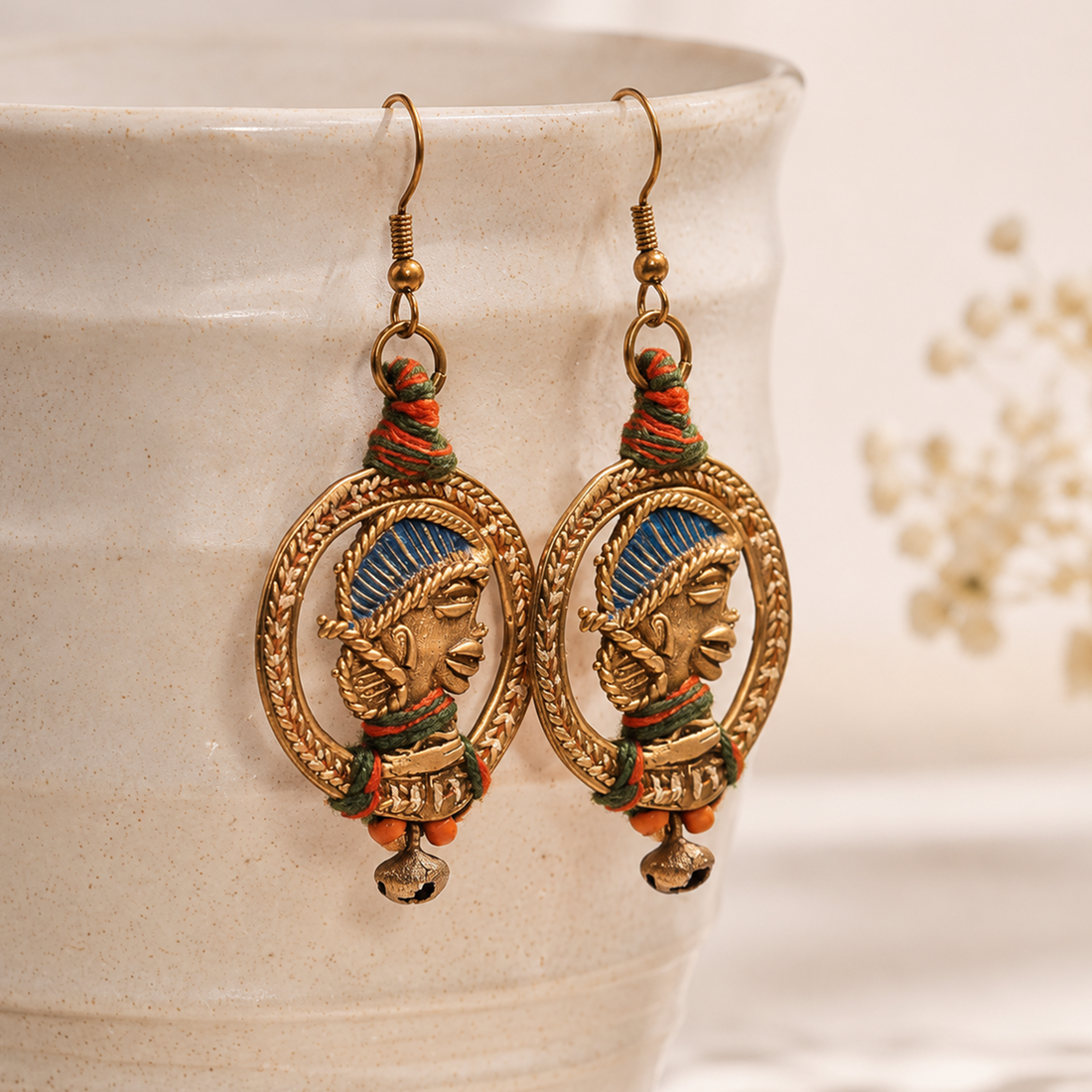 The waiting Empress Handcrafted Tribal Dhokra Earrings