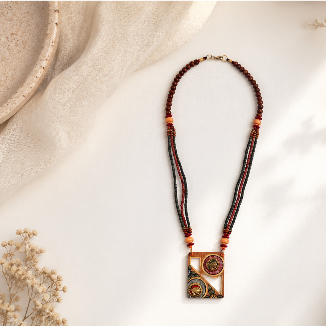 Two to Tango' Handcrafted Tribal Dhokra Necklace