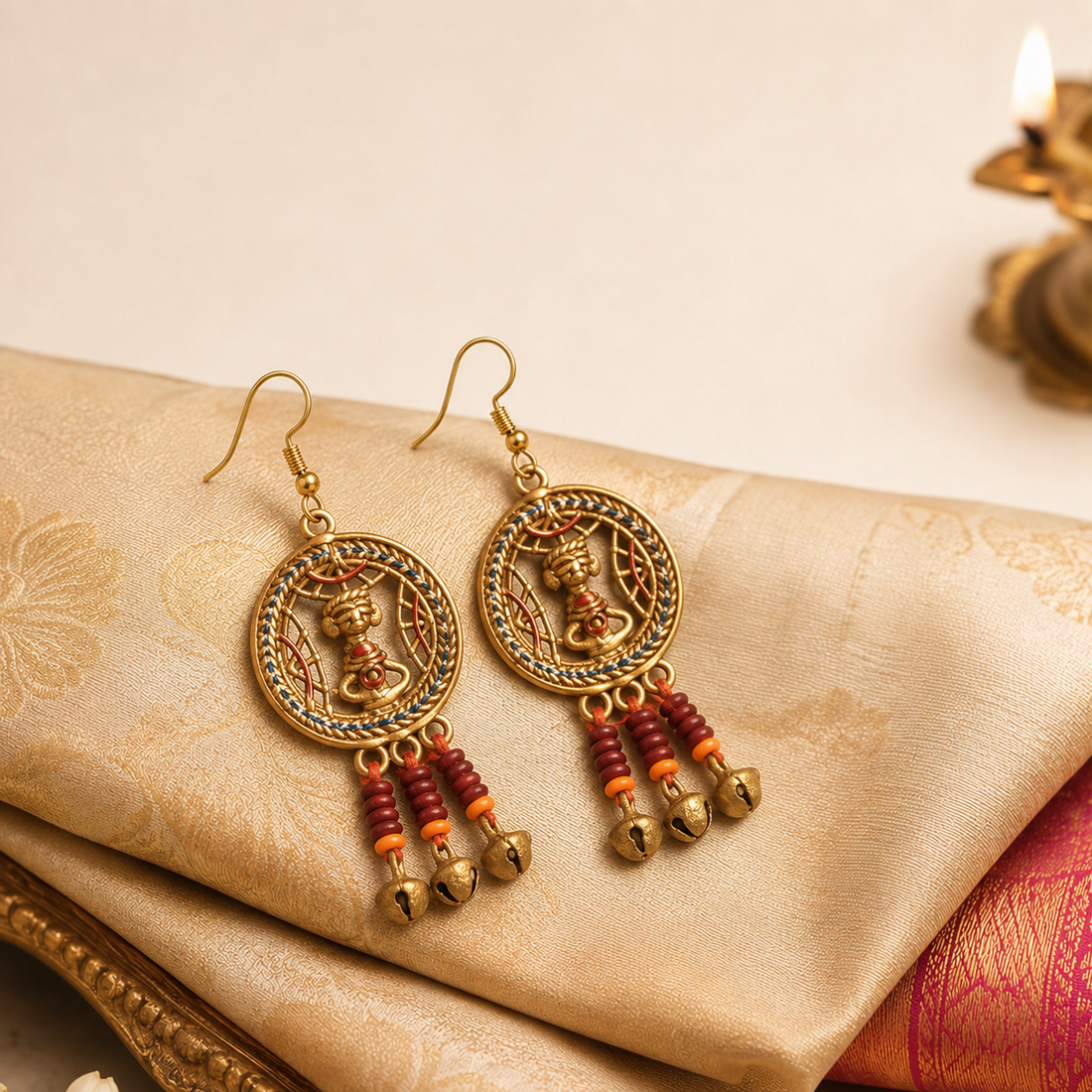 The Empress Star I Handcrafted Tribal Dhokra Earrinigs
