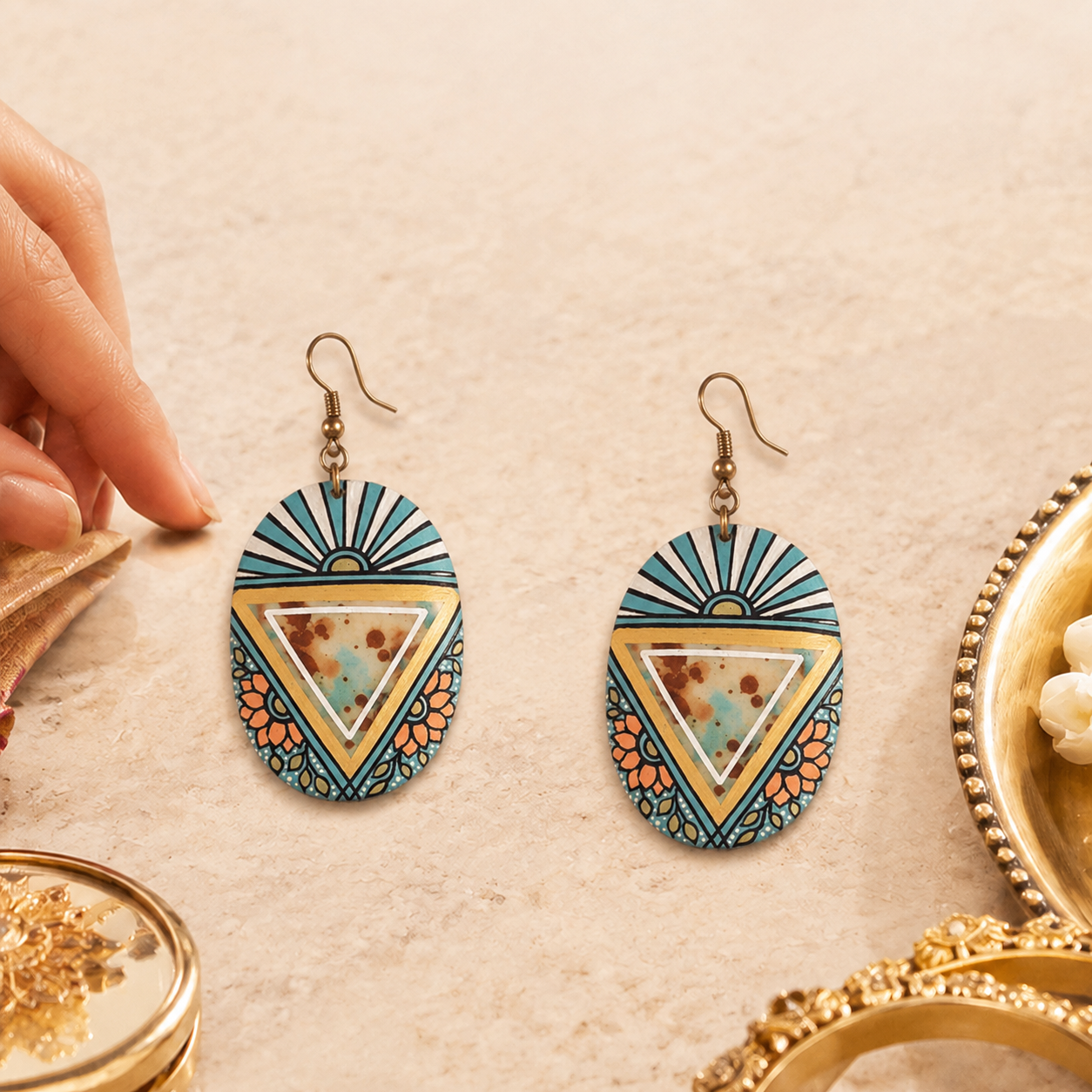 Soulful Henna Chandeliers Ethnic Earrings