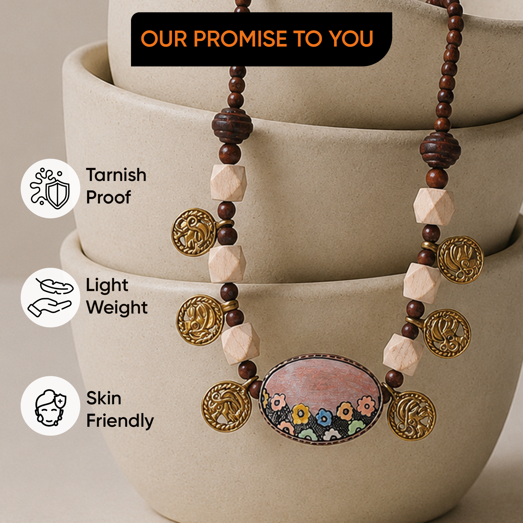 Whimsical Wildflower Lariat Handcrafted Ethnic Necklace