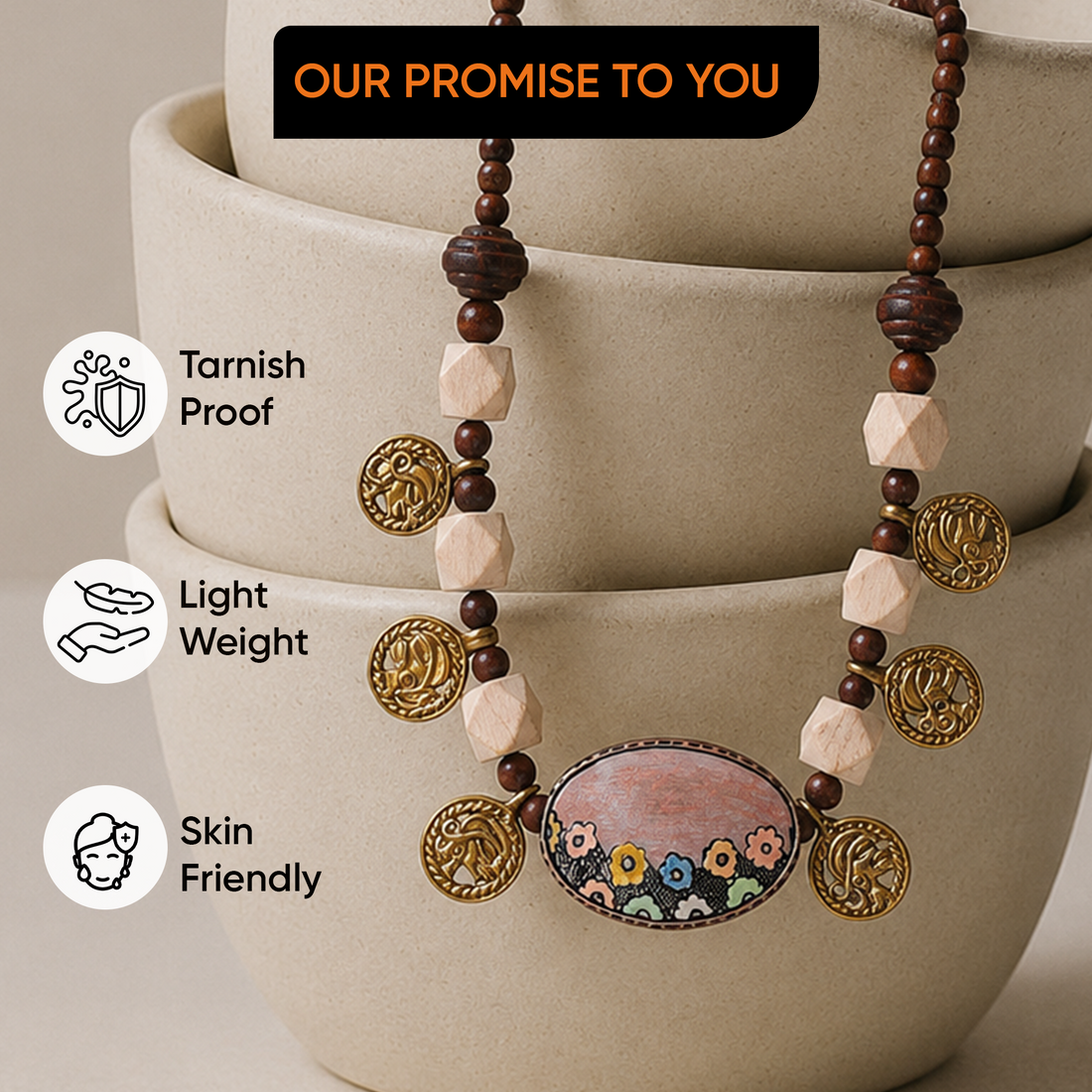 Whimsical Wildflower Lariat Handcrafted Ethnic Necklace