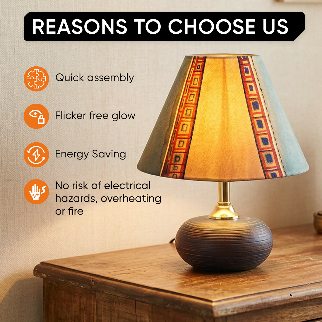 Midnight Glow Terracotta Table Lampshade (8x8x10)
