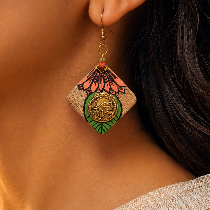Butterfly-V' Handcrafted Tribal Wooden Earrings