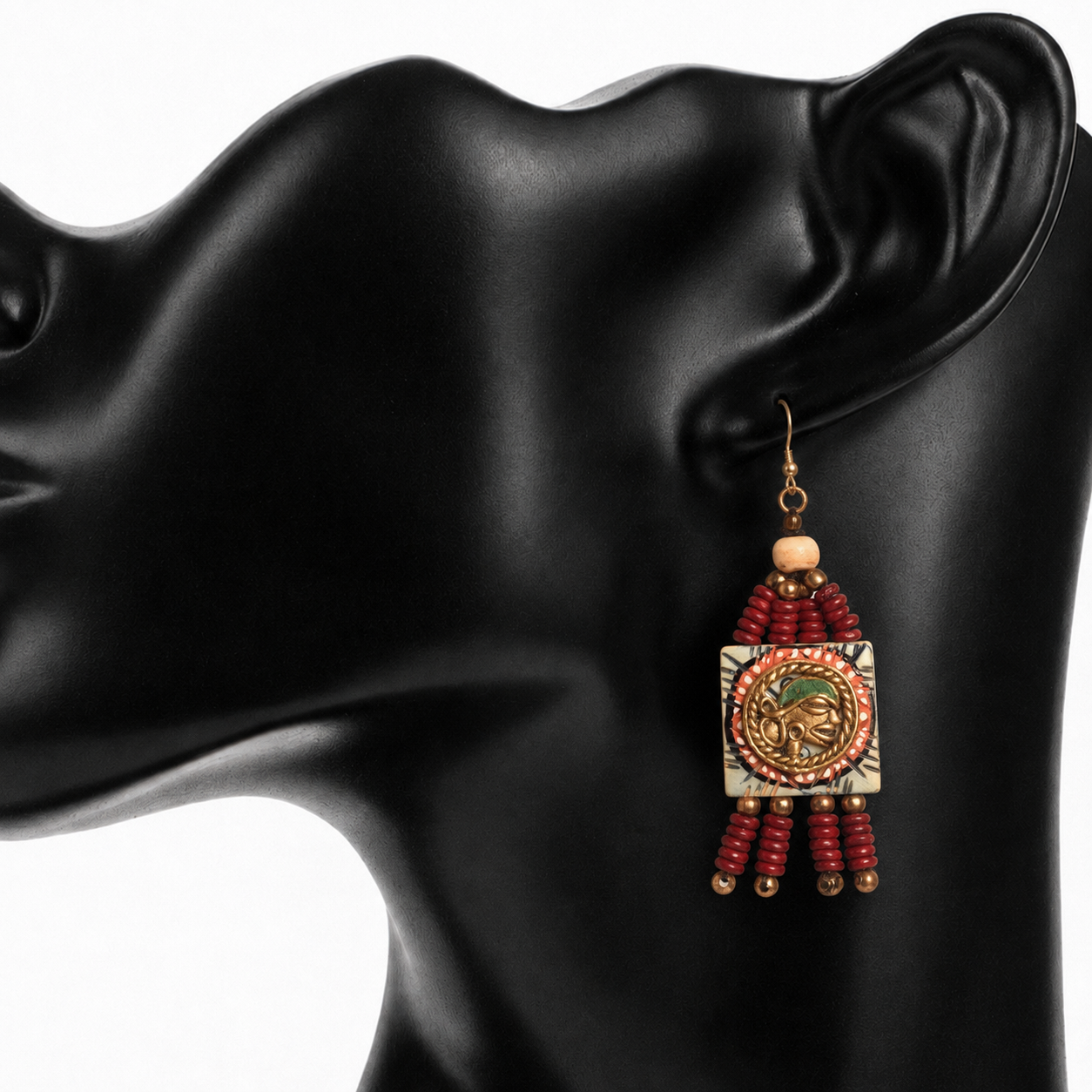 The Empress Handcrafted Tribal Dhokra Earrings in Turquoise