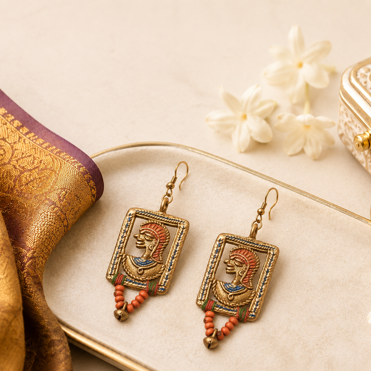 The Empress in Window Handcrafted Tribal Dhokra Earrings