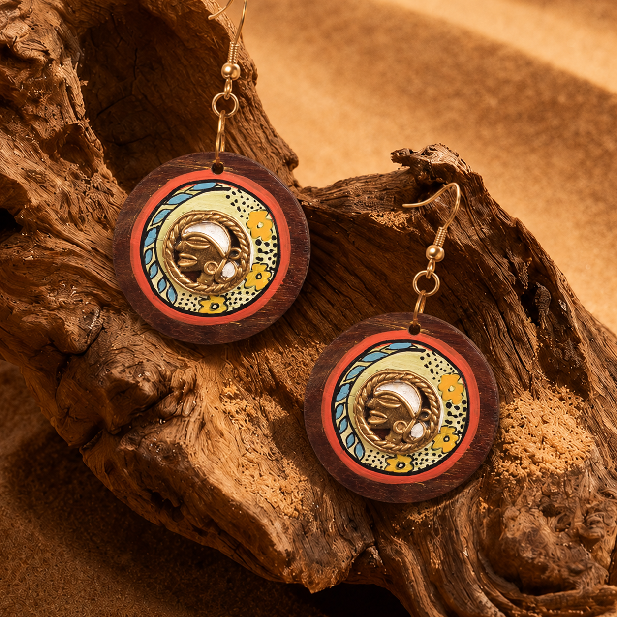 Princess-IV' Handcrafted Tribal Wooden Earrings